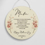 Heartfelt Mothers Day Floral Round Wood Sign Keepsake Gift