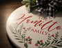 Holly Border Custom Name Christmas Round Wood Sign Pattern