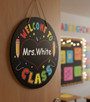 Inspire Every Student Custom Teacher Round Wood Sign