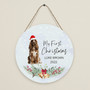 My First Dog Christmas Round Wood Sign with Custom Name