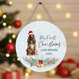 My First Dog Christmas Round Wood Sign with Custom Name