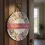 Personalized Family Floral Round Wood Sign Gift Decor