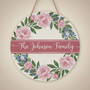 Personalized Family Floral Round Wood Sign Gift Decor