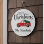 Personalized Farm Fresh, Truck Christmas Trees Round Wood Sign