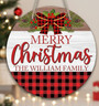 Red Plaid Tradition Your Custom Christmas Round Wood Sign