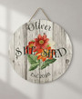 Rustic She Shed Retreat Custom Name Floral Round Wood Sign