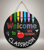 Sparking Bright Minds Personalized Teacher Round Wood Sign