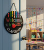 Sparking Bright Minds Personalized Teacher Round Wood Sign