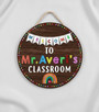 Vibrant Rainbow Teacher Round Wood Sign Custom Name Decor