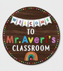 Vibrant Rainbow Teacher Round Wood Sign Custom Name Decor