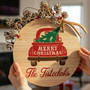 Vintage Holiday Haul Custom Christmas Round Wood Sign