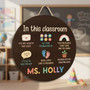 Where Kindness Grows Custom Teacher Round Wood Sign