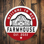 Custom Barn Family Gift Rustic Farm Round Wood Sign