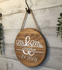Custom Wedding Round Wood Sign Personalized Mr and Mrs Last Name