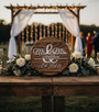 Custom Wedding Round Wood Sign Personalized Mr and Mrs Last Name