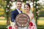 Forever Starts Here Personalized Mr and Mrs Wedding Round Wood Sign
