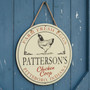 Fresh Eggs and Happy Hens Custom Chicken Farm Round Wood Sign