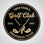 Golf Club Round Wood Sign – Personalized Name & Established Date Man Cave