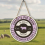 Heart of the Farm Pig Family Round Wood Sign
