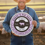 Heart of the Farm Pig Family Round Wood Sign