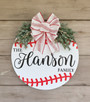 Home Run Welcome Personalized Baseball Sport Round Wood Sign
