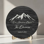 Mountain Round Wood Sign Custom Wedding Adventure Decor