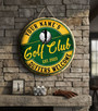 Personalized Golf Club Round Wood Sign Duffer Welcome Man Cave Decor