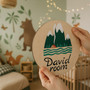 Personalized Mountain Round Wood Sign A Woodland Nursery Dream