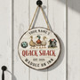 Rustic Duck Quack Shack Personalized Farm Round Wood Sign