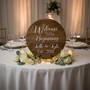 Rustic Wedding Round Wood Sign Custom Names and New Beginnings