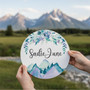 Sweet Watercolor Mountain Round Wood Sign for Baby Girl