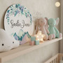 Sweet Watercolor Mountain Round Wood Sign for Baby Girl