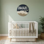 Whimsical Woodland Art Mountain Round Wood Sign for the Nursery