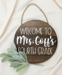 Custom Name Teacher Round Wood Sign Classroom Decor