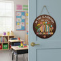 Custom Name Teacher Round Wood Sign Classroom Favorite