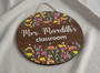 Personalized Teacher Round Wood Sign for Student Welcome
