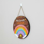 Vibrant Rainbow Personalized Teacher Round Wood Sign