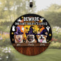 Beware Dog Licker Personalized Halloween Round Wood Sign