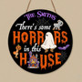 Custom Family Name Halloween Round Wood Sign Spooky Home Decor