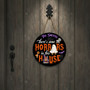 Custom Family Name Halloween Round Wood Sign Spooky Home Decor