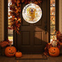 Custom Pet Portrait Animal Round Wood Sign Autumn Fall Decor