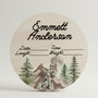 His First Woodland Keepsake Wolf Mountain Round Wood Sign