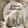 His First Woodland Keepsake Wolf Mountain Round Wood Sign