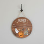 Little Pumpkin Custom Halloween Nursery Round Wood Sign Birth Stats