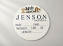 Newborn Puppy Stats Personalized Animal Round Wood Sign