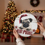 Pug Dog Rustic Christmas Animal Round Wood Sign Porch Decor