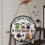 Spooky Family Fun Custom Halloween Round Wood Sign