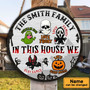 Spooky Family Fun Custom Halloween Round Wood Sign