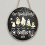 Spooky Ghost Family Custom Halloween Round Wood Sign