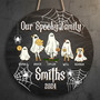 Spooky Ghost Family Custom Halloween Round Wood Sign